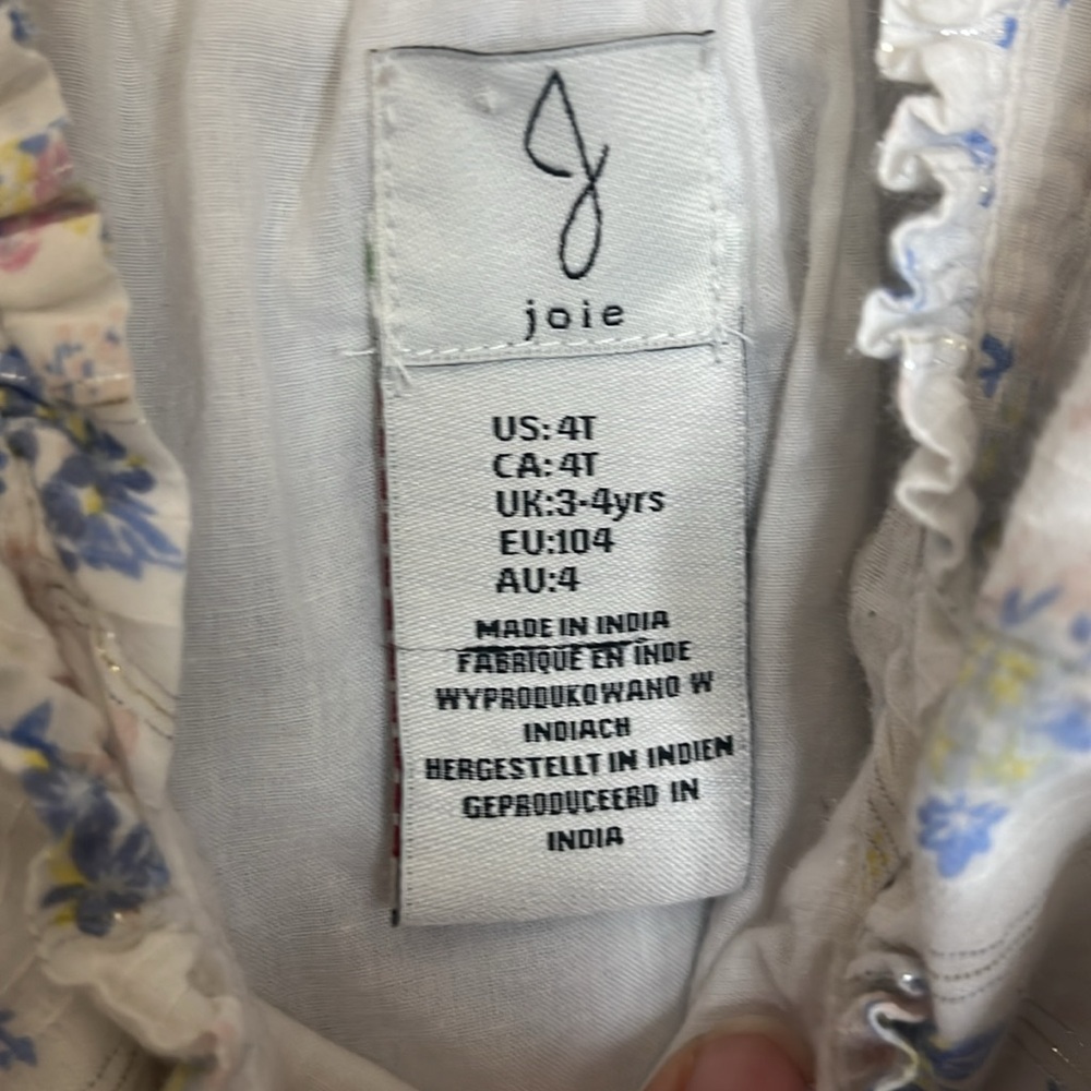 Joie dress girls size 4T floral blue white metallic girly tiered - Picture 7 of 10